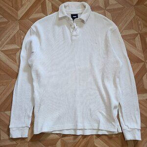 Kith Waffle Knit Harmon Long Sleeve Polo Cream Men's Sz Small